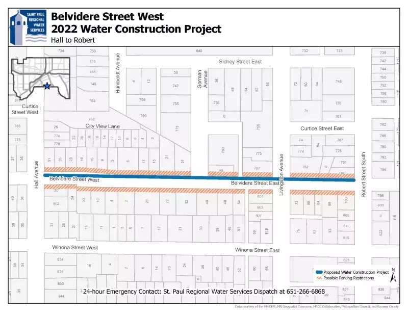 Belvidere Street Water Main Replacement Saint Paul Minnesota